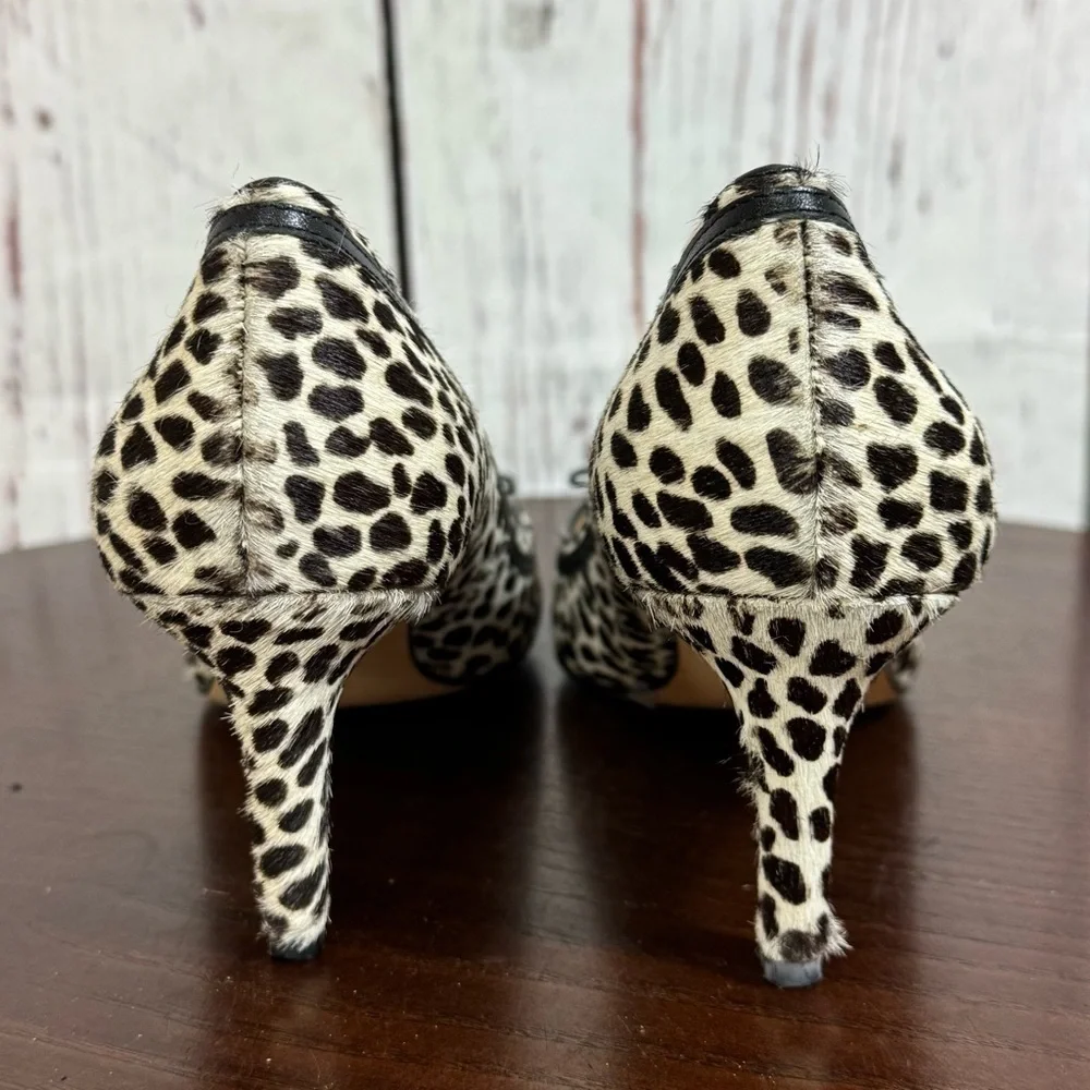 Ann Taylor leopard print Calf Hair, Calf Leather 3” heeled almond toe pumps 7.5 - Picture 2 of 14